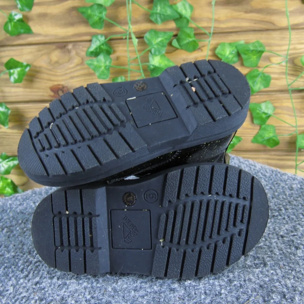 There‎ Abouts Lil Reese Toddler Kids Black Glitter Ankle Boots 6 Laces Zipper